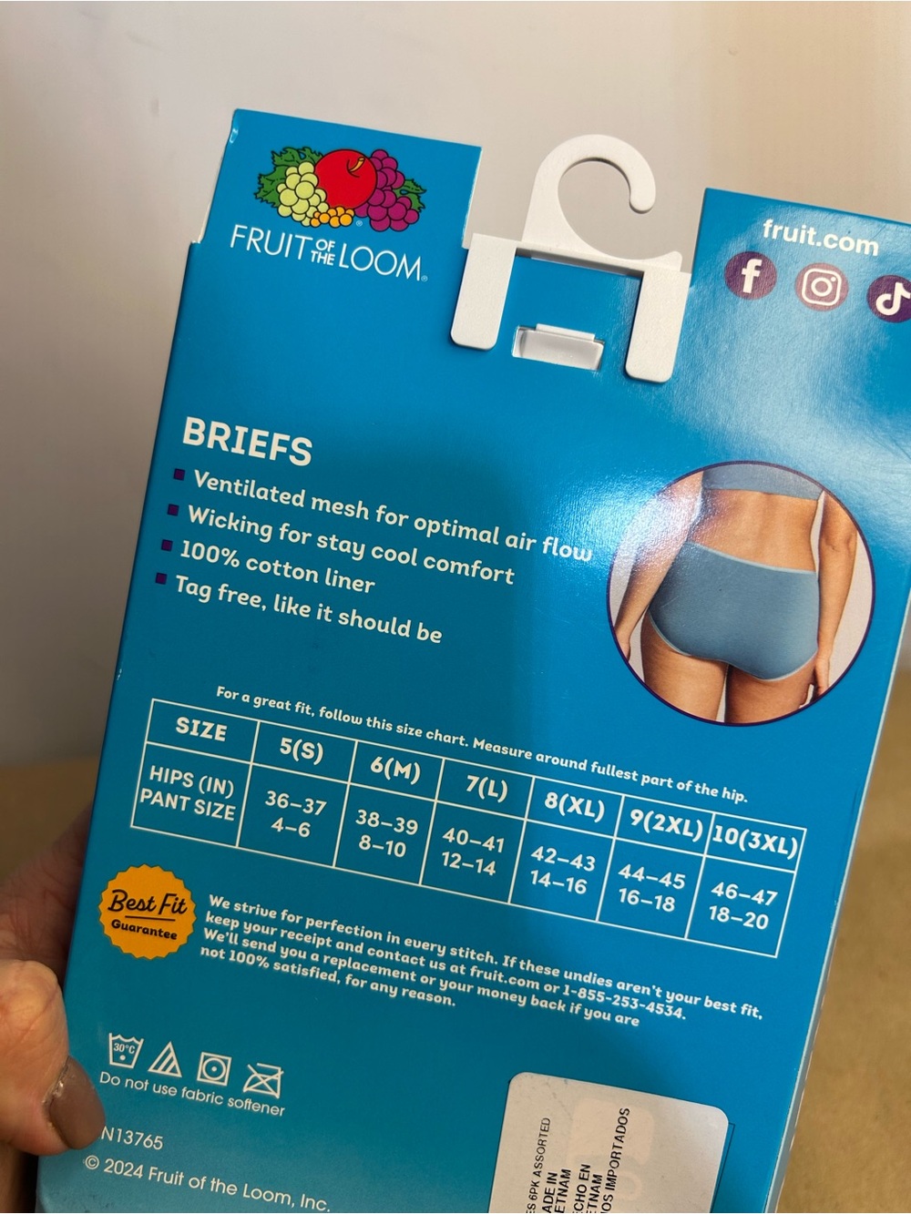 Fruit Of The Loom Breathable Cooling Stripes- 6 Briefs- Size Large (12-14)- New - Picture 3 of 6